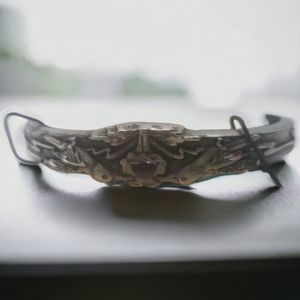 Bio Magnetic Pewter Bracelet Earth Spirit Hummingbird Flower Therapy Pain Relief